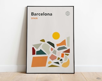 Barcelona Travel Poster | Antoni Gaudi Inspired Bauhaus Print
