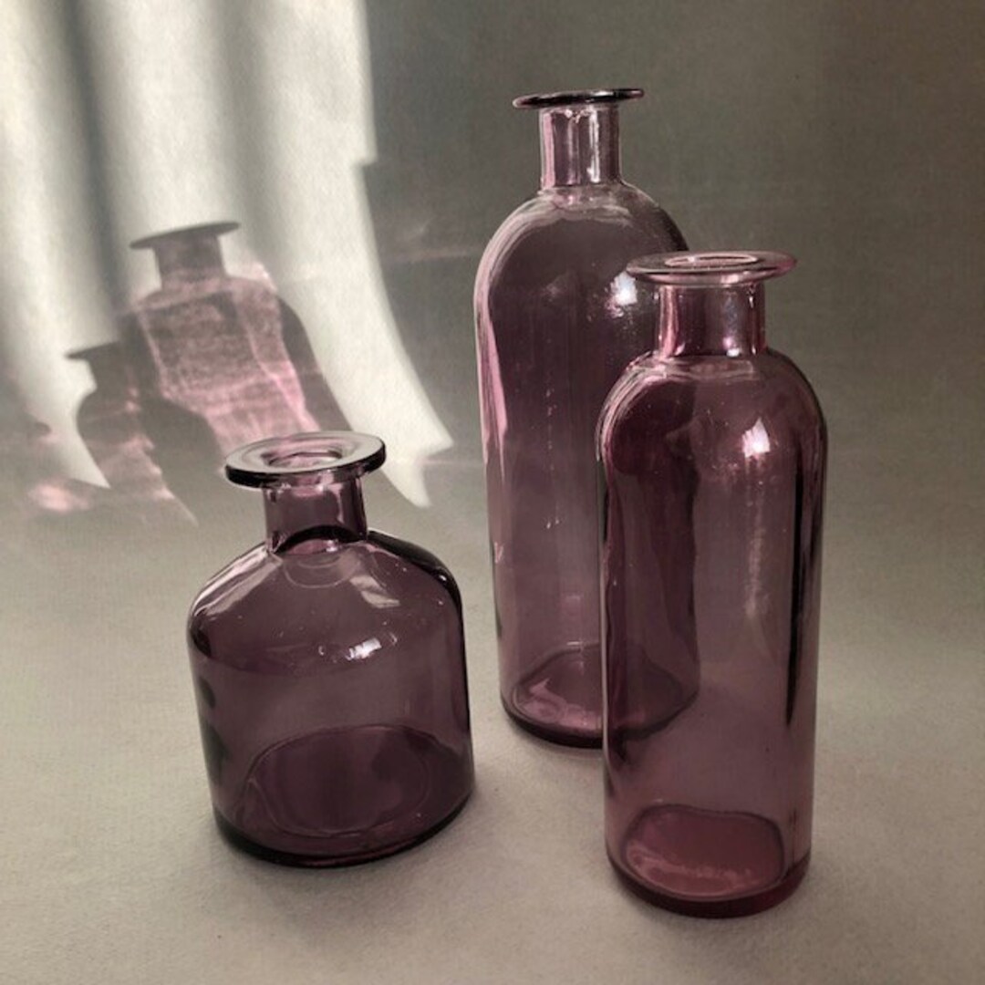 Apothecary Bottle Shape Glass Vases Nordic Style Muted Purple Clear Transparent Minimal Cottage