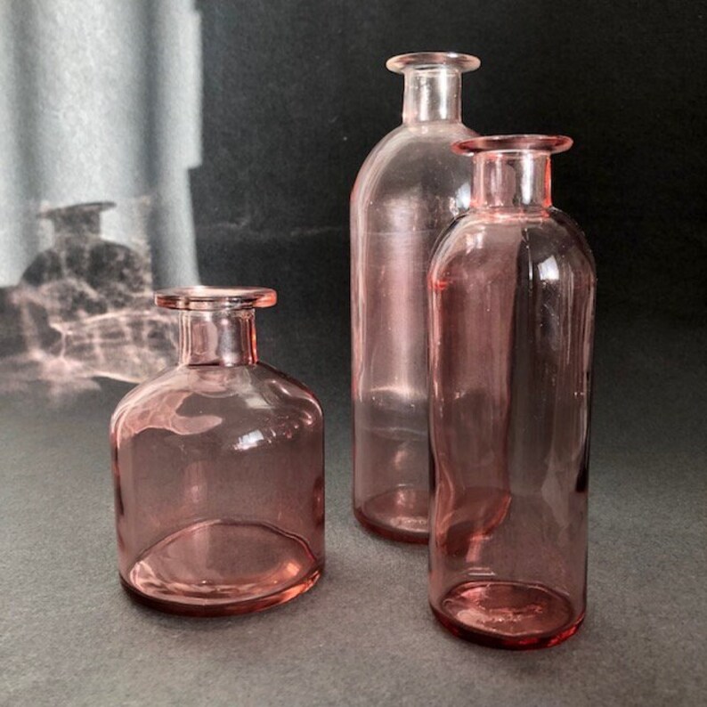 Apothecary Bottle Shape Glass Vases Nordic Style Pink Clear Etsy