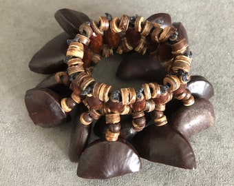Nut Shell Wrist Shaker Small Bracelet Natural Juju Bean Djembe Drum Accessories Handmade Bell Percussion Sound Therapy Healing