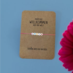 Personalisierte Karte zur Geburt | Armband | Babykarte | Kraftpapier |  Din A6 Postkarte | Mädchen | Junge