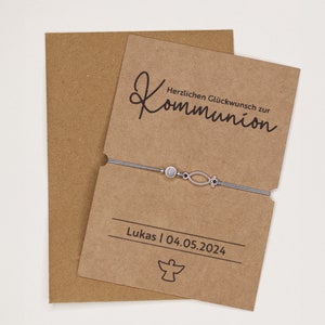 Personalisierte Karte mit Armband Konfirmation Kommunion Aquarellpapier Din A6 Karte Herzlichen Glückwunsch Alles Gute Bild 7