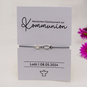 Personalisierte Karte mit Armband Konfirmation Kommunion Aquarellpapier Din A6 Karte Herzlichen Glückwunsch Alles Gute Bild 6