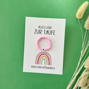 Personalisierte Karte zur Taufe | Perlenarmband | Baby | Aquarellpapier |  Din A6 Postkarte | Herzlichen Glückwunsch