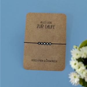 Personalisierte Karte zur Taufe | Armband | Baby | Kraftpapier |  Din A6 Postkarte | Herzlichen Glückwunsch
