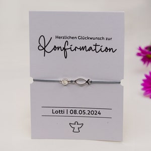 Personalisierte Karte mit Armband Konfirmation Kommunion Aquarellpapier Din A6 Karte Herzlichen Glückwunsch Alles Gute Bild 5