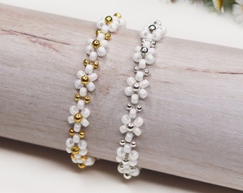 Handgemachtes Armband | Daisy bracelet | florales Perlenarmband | Glasperlen | Freundschaftsband | Geschenk | Blumenschmuck | Blumen