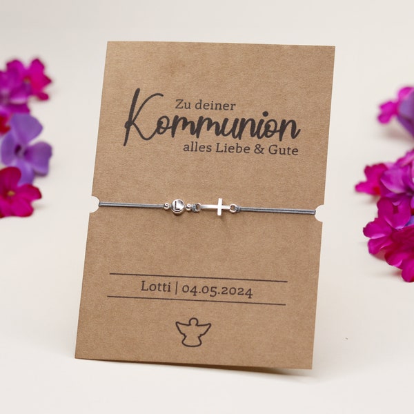 Personalisierte Karte mit Armband | Konfirmation | Kommunion | Aquarellpapier | Din A6 Karte | Herzlichen Glückwunsch | Alles Gute