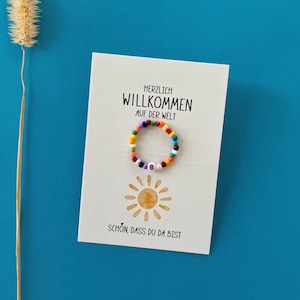 Personalisierte Karte zur Geburt | Glasperlenarmband | Babykarte | Kraftpapier |  Din A6 Postkarte | Mädchen | Junge