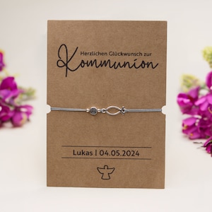 Personalisierte Karte mit Armband Konfirmation Kommunion Aquarellpapier Din A6 Karte Herzlichen Glückwunsch Alles Gute Kommunion