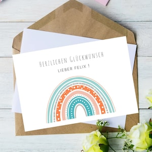 Tarjetas de felicitación personalizadas Tarjetas de felicitación para niños Tarjeta de deseos Tarjeta plegable Arco iris