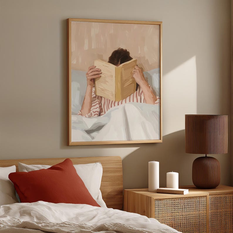 Reading Nook Decor, Book Lover Print, Woman Reading Art, Feminine Poster, Girly Wall Art, Retro Room Poster, Book Lover Gift, Vintage Print image 14