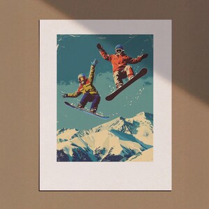 Plakat Vintage Skiing, Retro Skiing Wall Art, Apres Ski Decor, Bar Cart Print, Ski Print, Digital Download, Bar Cart Poster