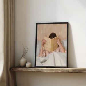 Reading Nook Decor, Book Lover Print, Woman Reading Art, Feminine Poster, Girly Wall Art, Retro Room Poster, Book Lover Gift, Vintage Print image 7