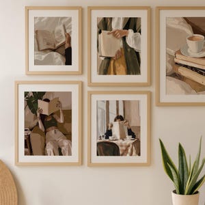 Woman Reading Retro Print, Reading Wall Art, Reading Set Posters, Reading In Bed Print, Bedroom Library Decor,  Book Lover Digital Wall Art