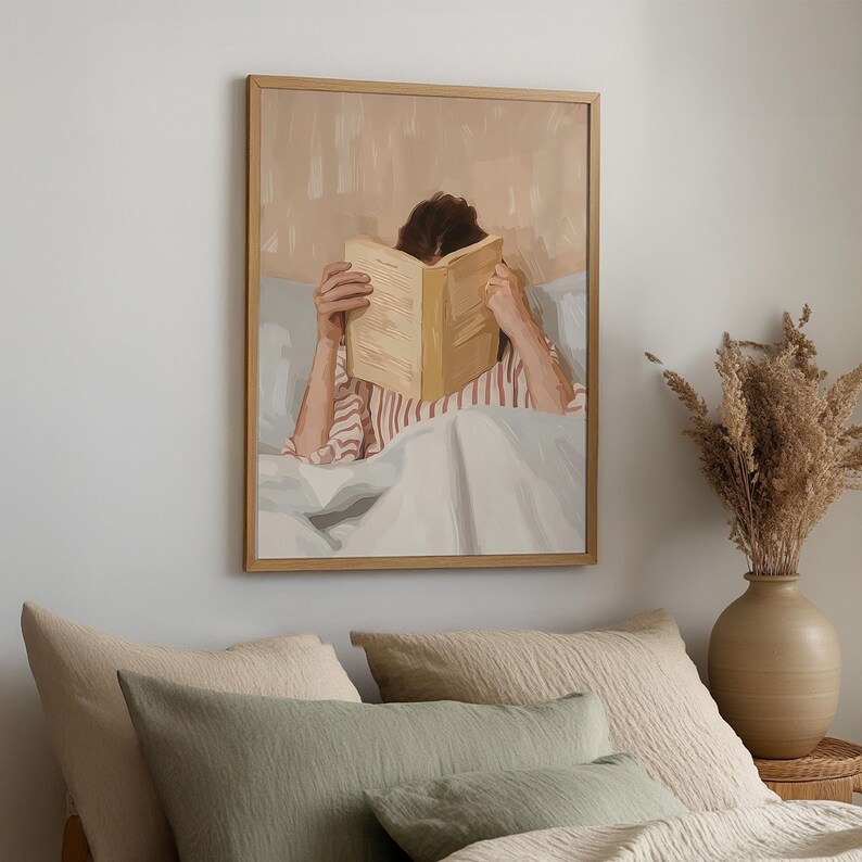 Reading Nook Decor, Book Lover Print, Woman Reading Art, Feminine Poster, Girly Wall Art, Retro Room Poster, Book Lover Gift, Vintage Print image 15