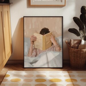Reading Nook Decor, Book Lover Print, Woman Reading Art, Feminine Poster, Girly Wall Art, Retro Room Poster, Book Lover Gift, Vintage Print image 13