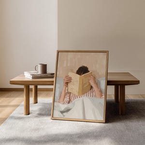 Reading Nook Decor, Book Lover Print, Woman Reading Art, Feminine Poster, Girly Wall Art, Retro Room Poster, Book Lover Gift, Vintage Print image 5