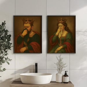 Funny Bathroom Print Set, Toilet Humor Decor, Vintage Toilet Poster, Digital Download