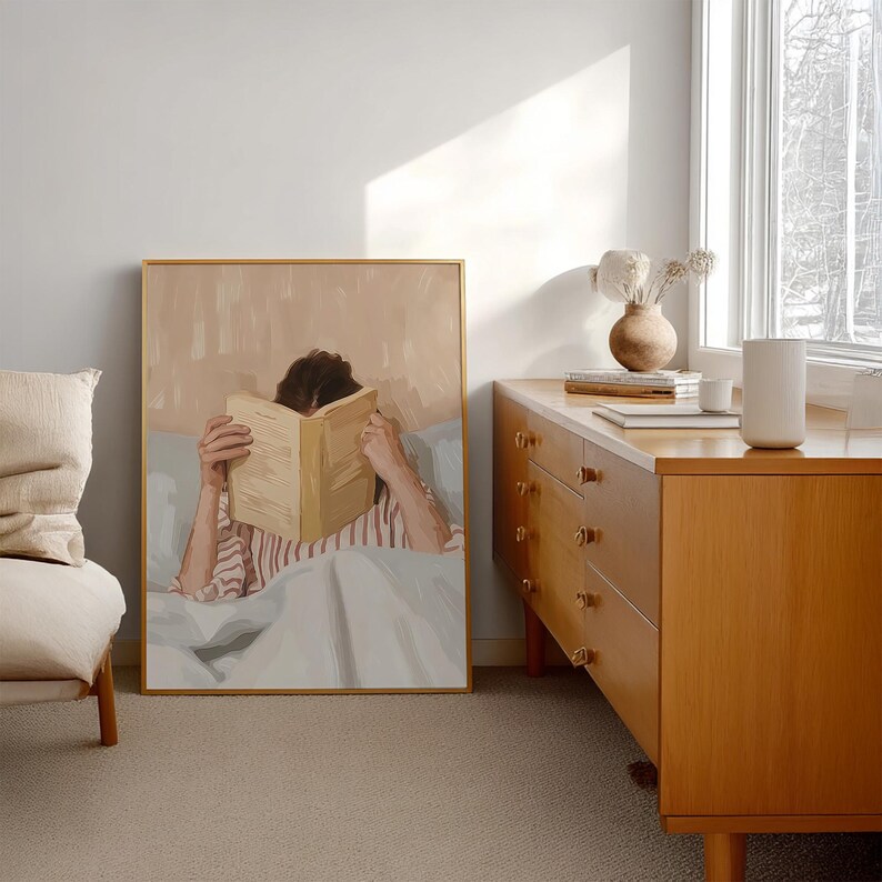 Reading Nook Decor, Book Lover Print, Woman Reading Art, Feminine Poster, Girly Wall Art, Retro Room Poster, Book Lover Gift, Vintage Print image 17