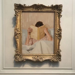 Reading Nook Decor, Book Lover Print, Woman Reading Art, Feminine Poster, Girly Wall Art, Retro Room Poster, Book Lover Gift, Vintage Print