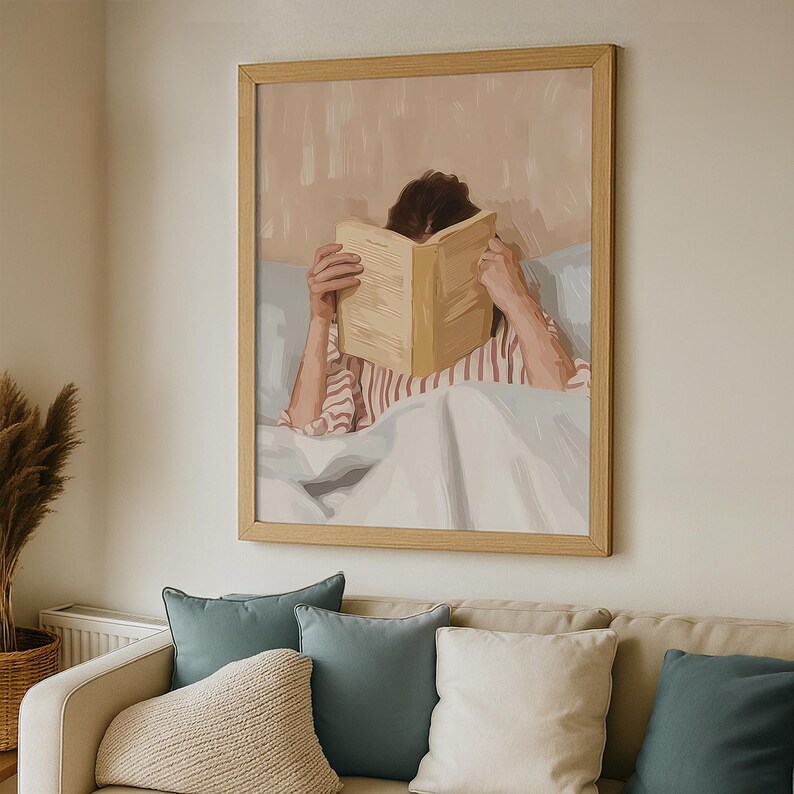 Reading Nook Decor, Book Lover Print, Woman Reading Art, Feminine Poster, Girly Wall Art, Retro Room Poster, Book Lover Gift, Vintage Print image 18