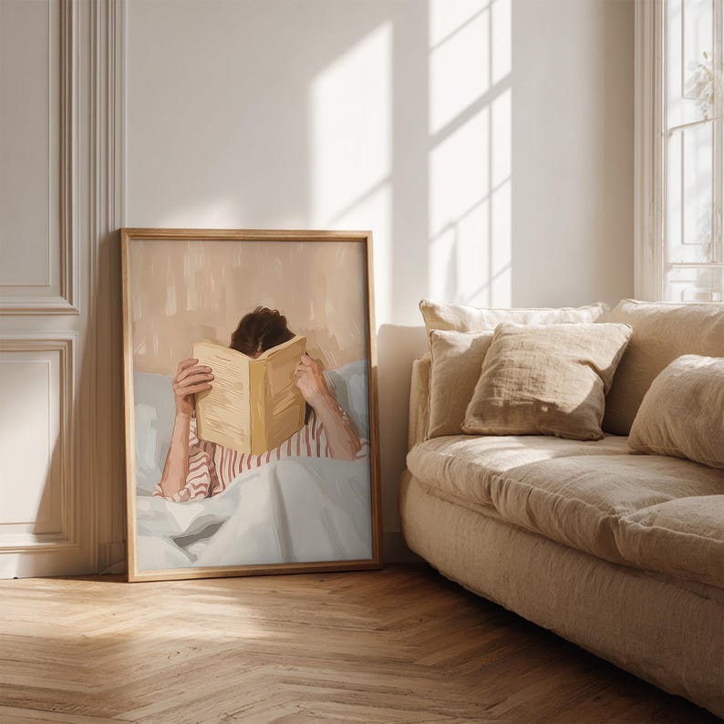 Reading Nook Decor, Book Lover Print, Woman Reading Art, Feminine Poster, Girly Wall Art, Retro Room Poster, Book Lover Gift, Vintage Print image 16