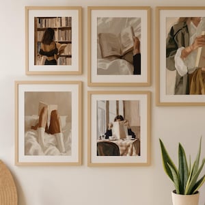 Woman Reading Retro Print, Reading Wall Art, Reading Set Posters, Reading In Bed Print, Bedroom Library Decor,  Book Lover Digital Wall Art