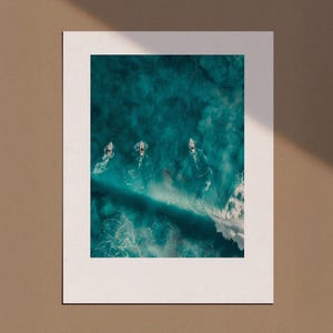 Tiny People Swimming in Ocean Print, Minimalist Printable Wall Art, Surfing in Ocean Poster, Mini People Coastal Art, Beach Summer Poster