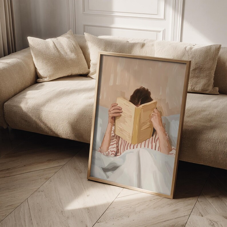 Reading Nook Decor, Book Lover Print, Woman Reading Art, Feminine Poster, Girly Wall Art, Retro Room Poster, Book Lover Gift, Vintage Print image 19