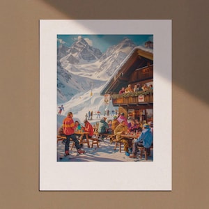 Plakat Vintage Skiing, Retro Skiing Wall Art, Apres Ski Decor, Bar Print, Ski Print, Digital Download, Bar Cart Poster, Winter Landscape