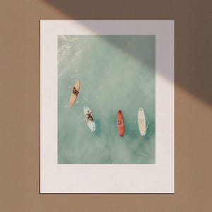 Tiny People Swimming in Ocean Print, Minimalist Printable Wall Art, Surfing in Ocean Poster, Mini People Coastal Art, Beach Summer Poster