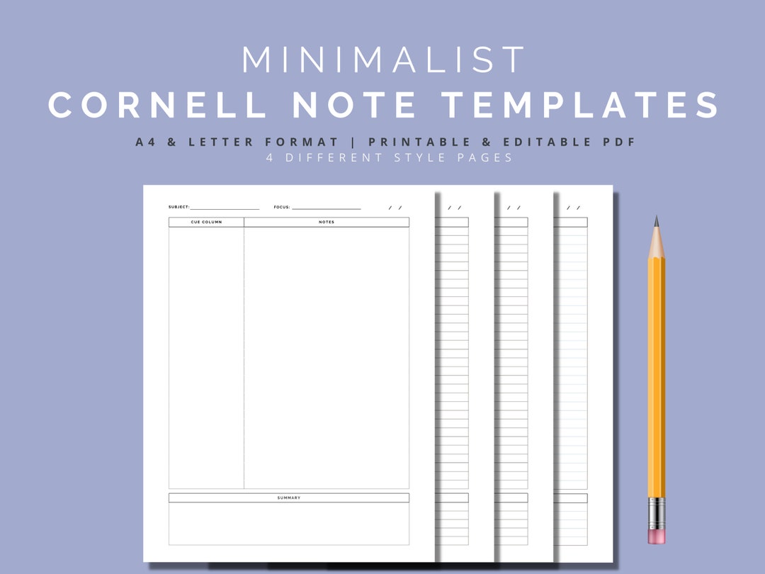 Cornell Notes Templates | Printable + PDF Fillable | Time Management ...