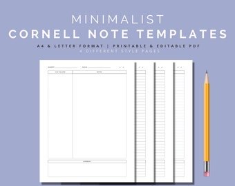 Cornell Notes Templates | Printable + PDF Fillable | Time Management Template | Productivity Organizer | Work + Study | Digital Download