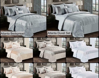 3 Piece Atlanta Quilted Bedspread Throw  Comforter &  Duvet Cover with Pillow Shams Bedding Set