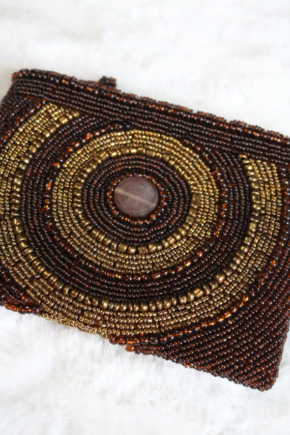 Circular Design Fully Beaded Coin Bag Pouch - image 3