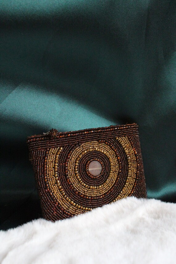 Circular Design Fully Beaded Coin Bag Pouch - image 5