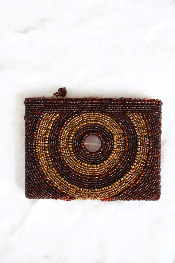 Circular Design Fully Beaded Coin Bag Pouch - image 2