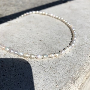 Freshwater Pearl Choker Necklace | Small 4-5mm Natural Pearl Necklace | Rice pearl necklace | Elegant Minimalist necklace