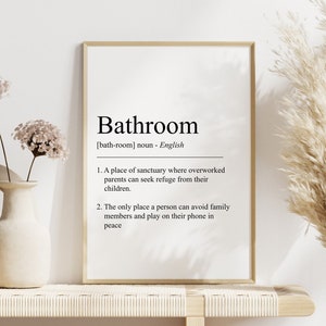 Bathroom Definition Print, Funny Bathroom Art, Bathroom Printable Art ...