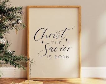 Christ the Savior is Born Print, Christmas Wall Art, Christian Art, Religious Christmas Print, Holiday Decor, Christmas Printable Art