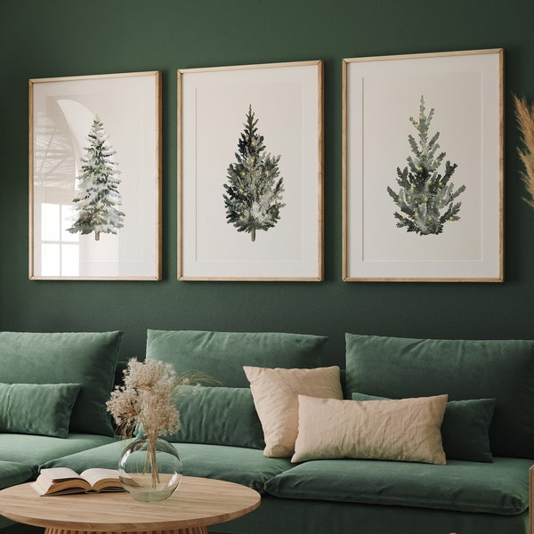 Christmas Tree Prints - Evergreen Trees - Christmas Decor - Holiday Decor - Christmas Trees - Christmas Watercolour Painting - Printable Art