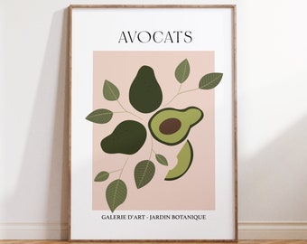 Avocado Print - Avocado Art - Kitchen Wall Art - Kitchen Decor - Fruit Art Print - Fruit Market Print - Kitchen Gallery Wall