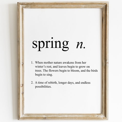 Spring Definition Printable Wall Art Spring Poster Spring Etsy