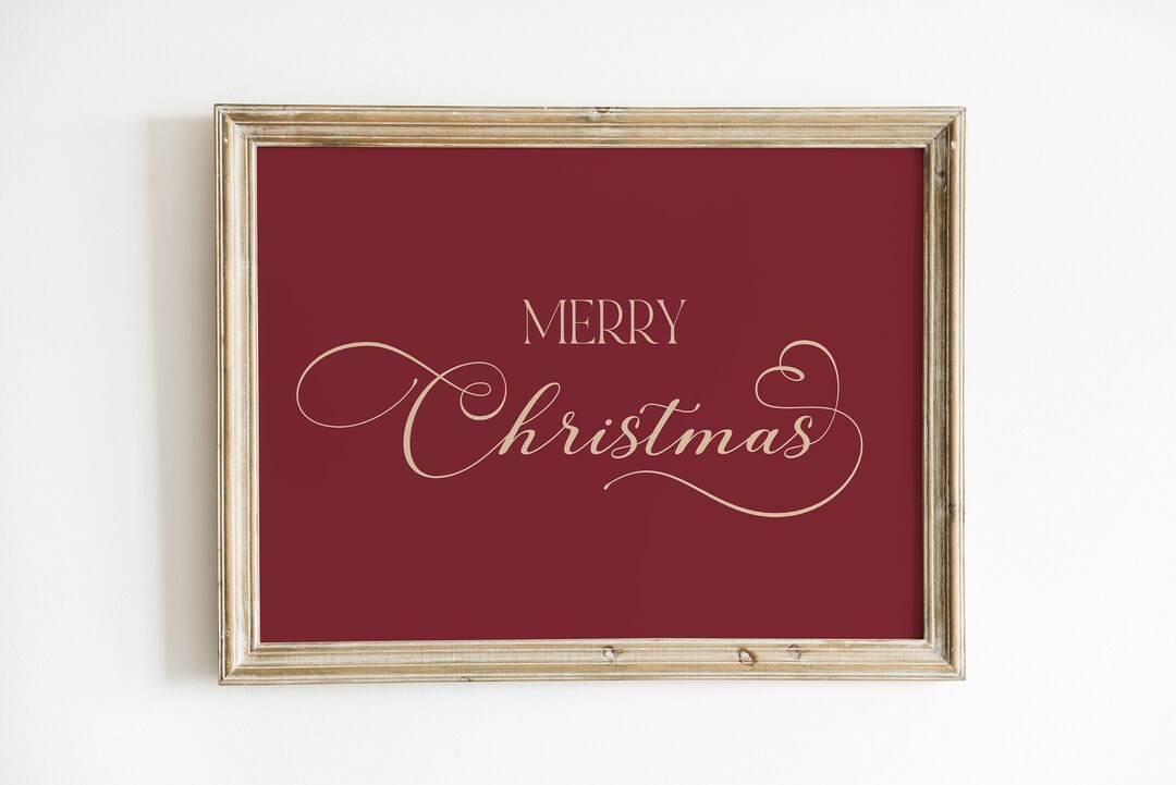 Merry Christmas Print Printable Christmas Decor Above Mantel Art Large