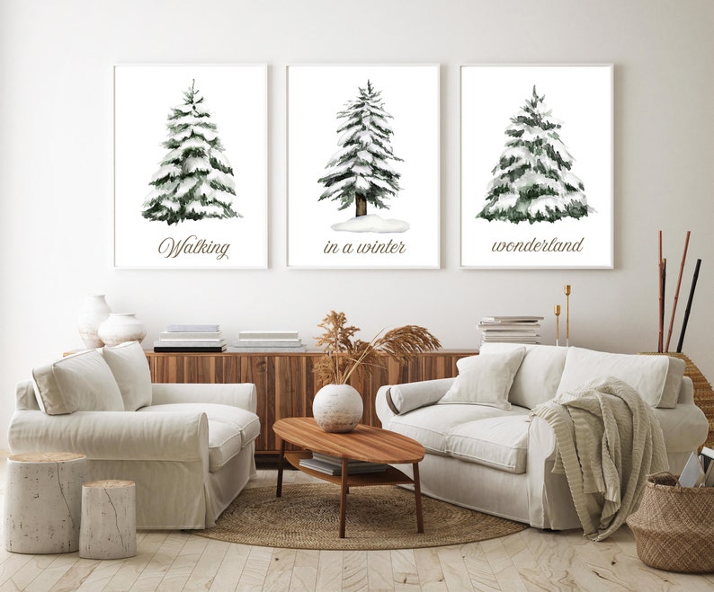 Christmas Wall Decor Evergreen Trees Christmas Tree Art - Etsy