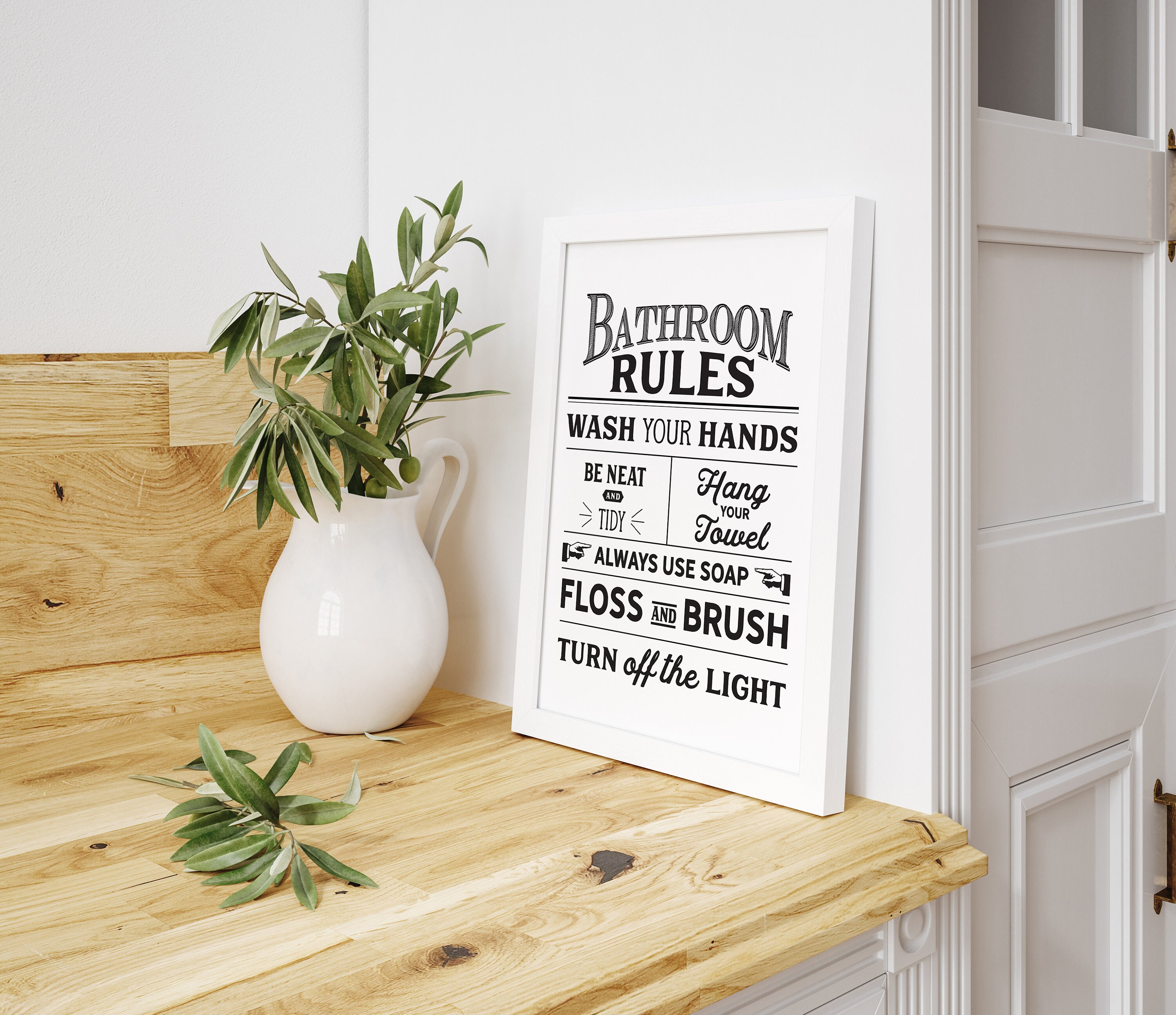 Vintage Bathroom Sign Bathroom PRINTABLE Art Black and White Etsy