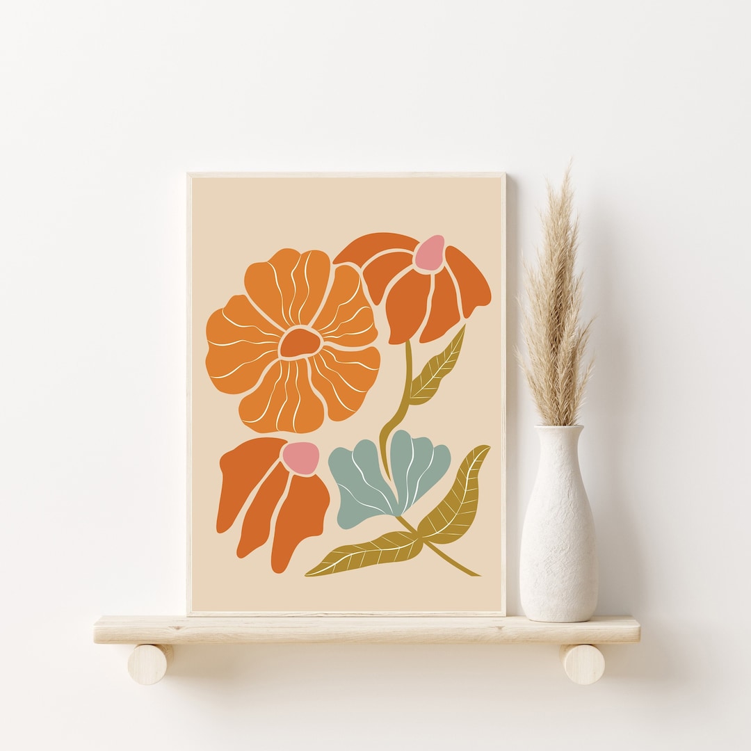 retro-aesthetic-wall-art-70s-flower-print-abstract-botanical-art
