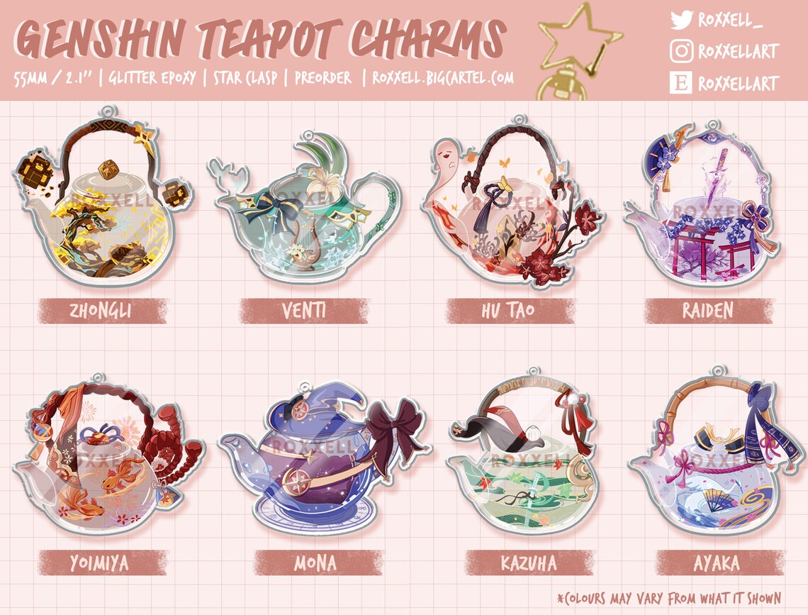 Genshin Teapots Acrylic Charms Etsy