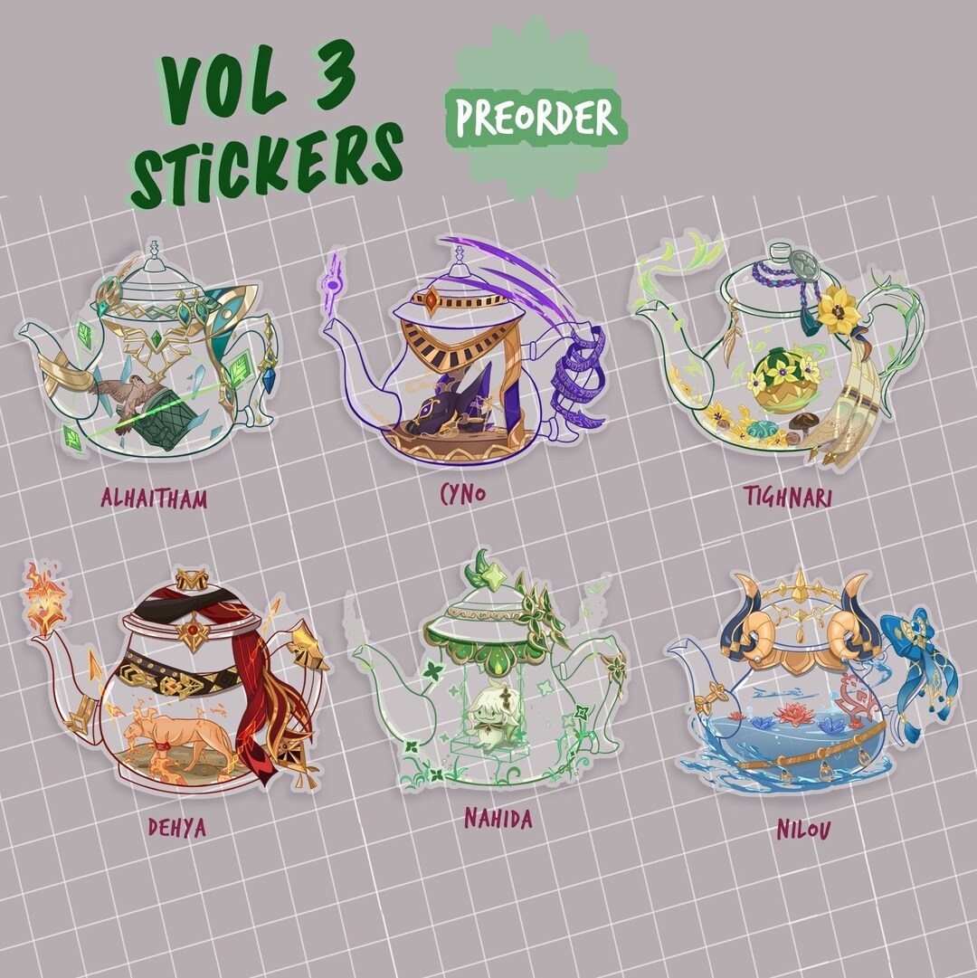 PREORDER Sumeru Genshin Impact Teapots Transparent Stickers Etsy